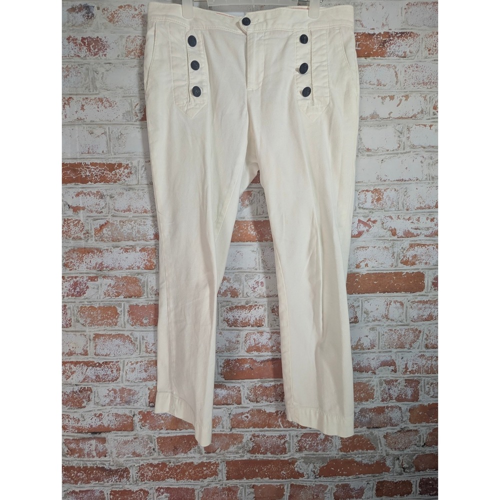 Tommy Hilfiger Slim Ankle Sailor Pants Jeans‎ Woman's 8 White Nautical Buttons